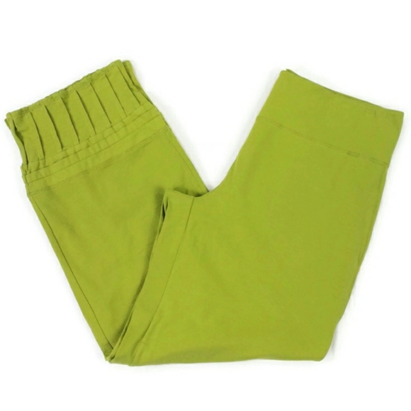 Neon Buddha Green Pullon Cropped Pleated Cuff Capri Pants Womens Small - Picture 5 of 10